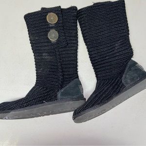 Ugg Black Girl Size 1 Sweater Knit Boots